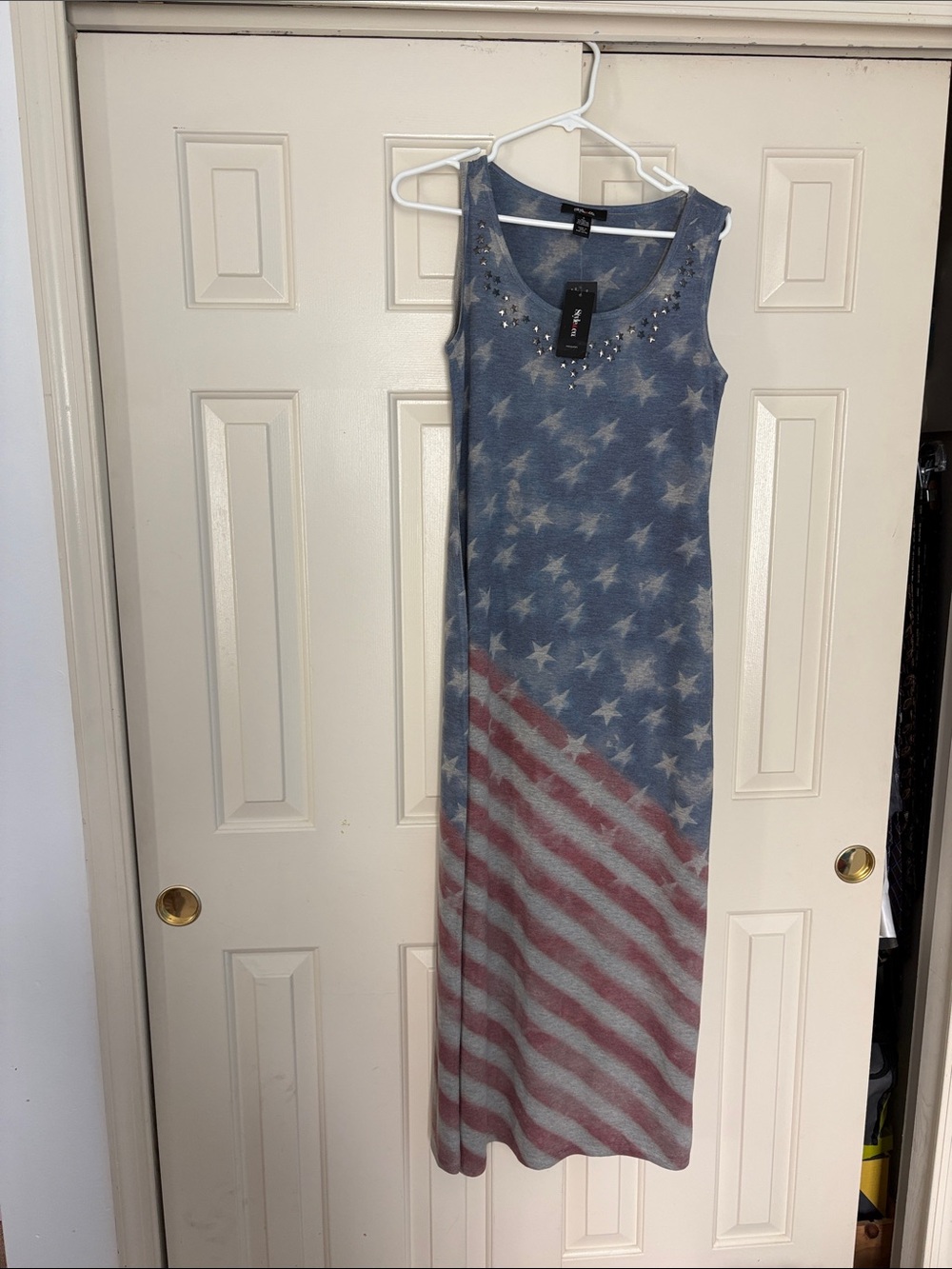 Style & Co. Sleeveless Star-Spangled Maxi Dress in Blue and Red